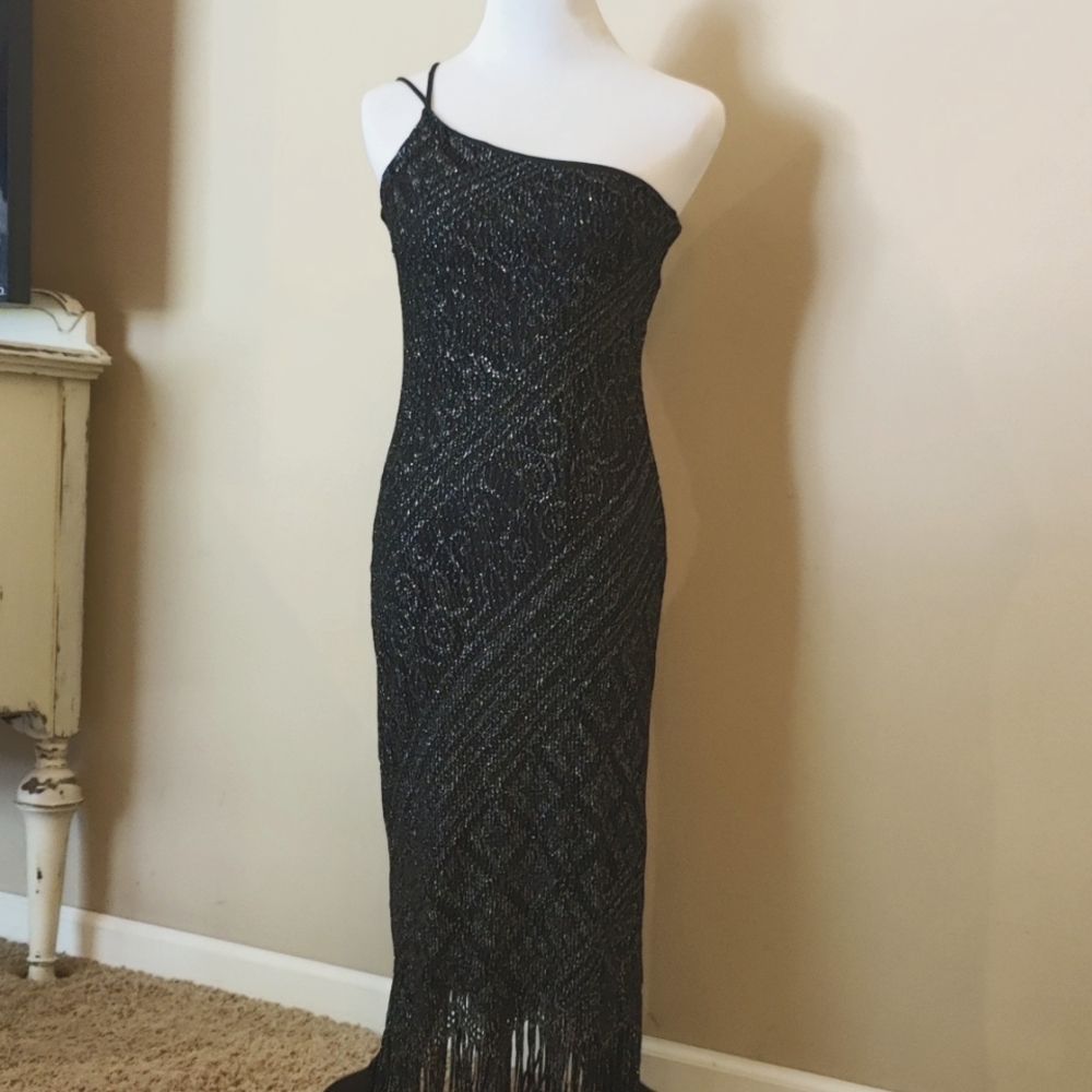 White House Black Market black metallic dress size S